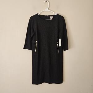 Chicos Womens Black Leopard Printed Midi Dress 0.5P Size 6P New